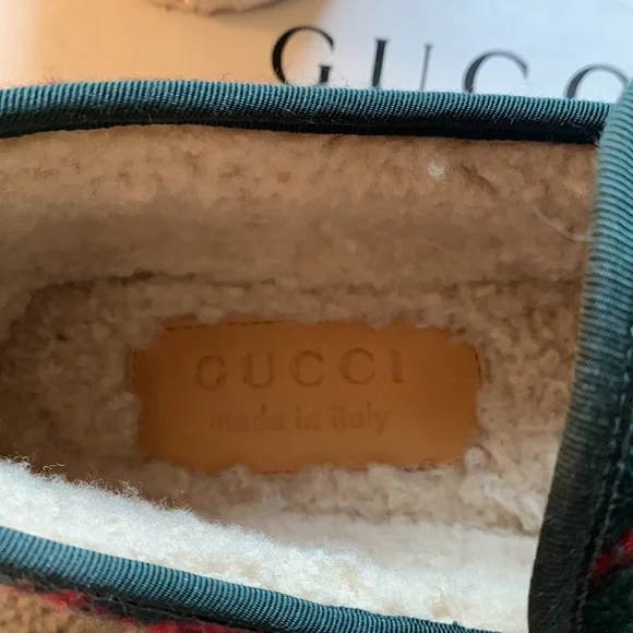 ⭐️HOST PICK!⭐️Authentic Gucci Fria GG Monogram Wool Horsebit Loafers 9 Green Red - Picture 9 of 13